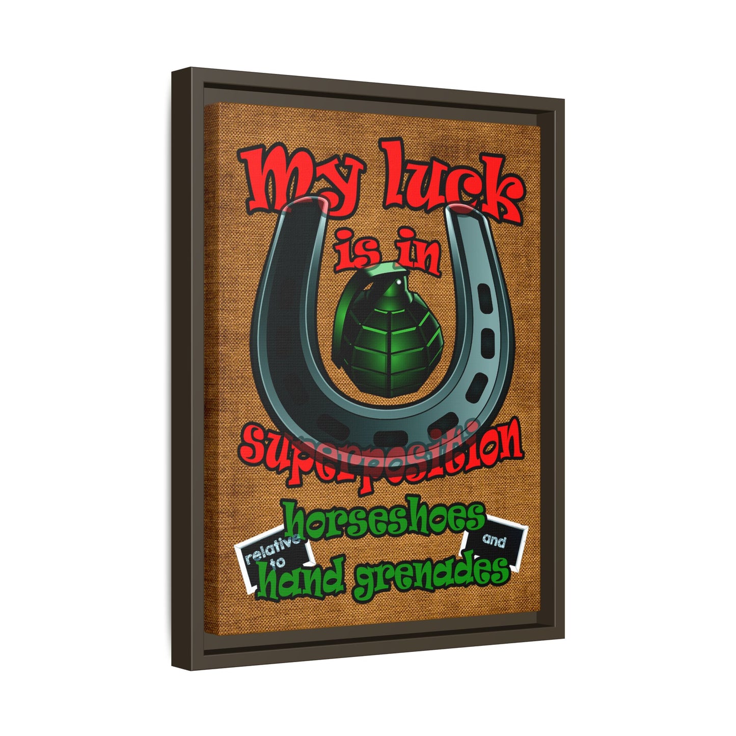my luck - framed canvas art (brown papyrus)