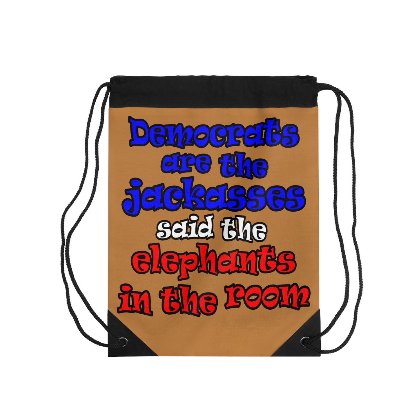donkeys and elephants - Drawstring Bag (light brown)