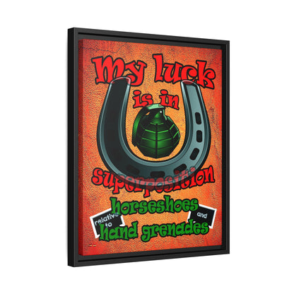 my luck - framed canvas art (burnt orange)