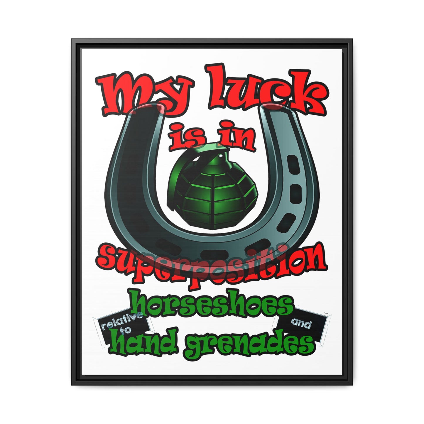 my luck - framed canvas art (white)