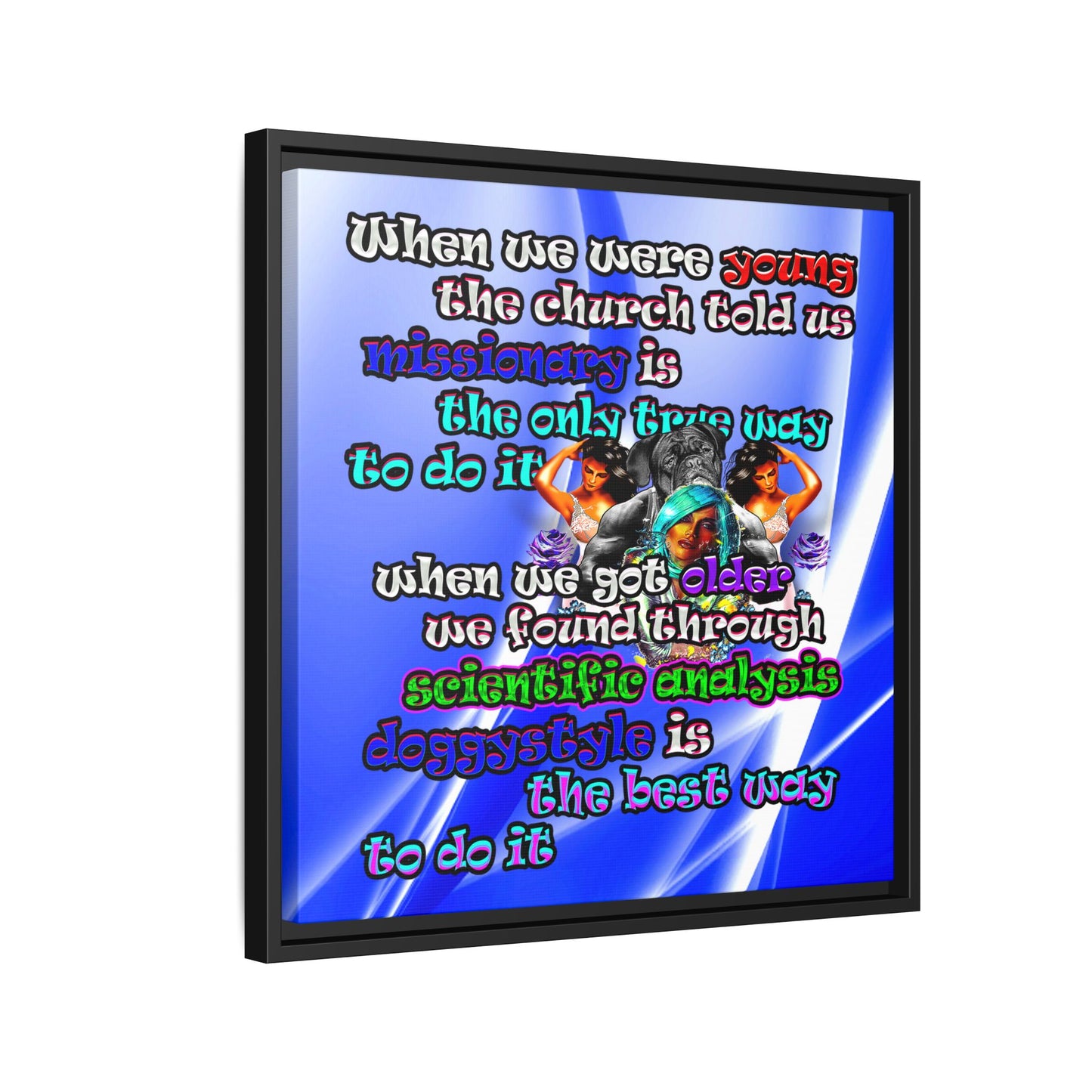doggystyle - framed canvas art (blue-white wave)
