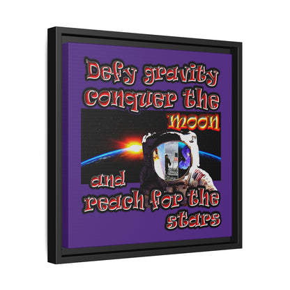 defy conquer reach - framed canvas art (purple)