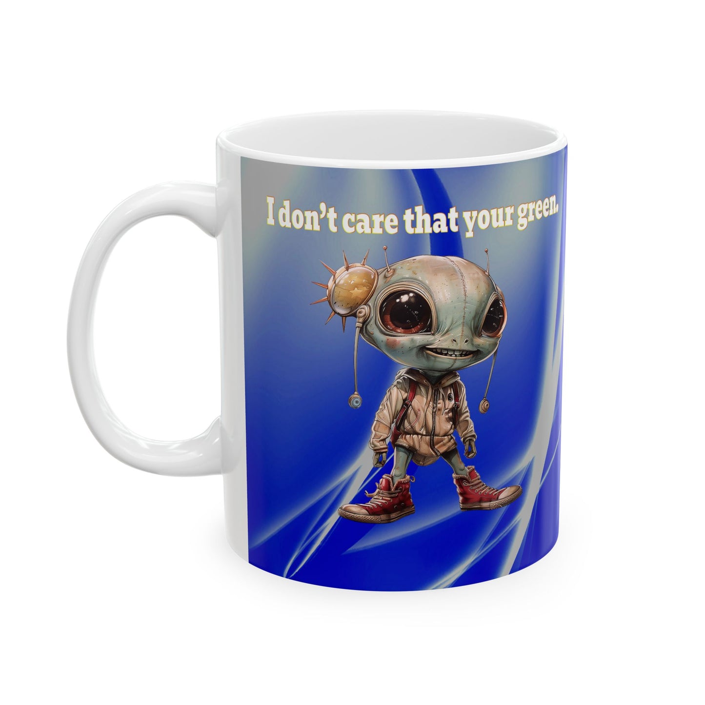 I don't care that your grey - White Mug (blue-white wave)