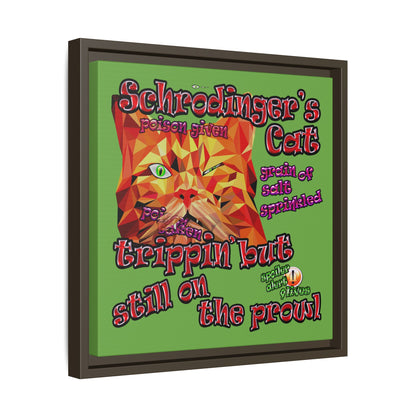 schrodinger's cat - framed canvas art (green)