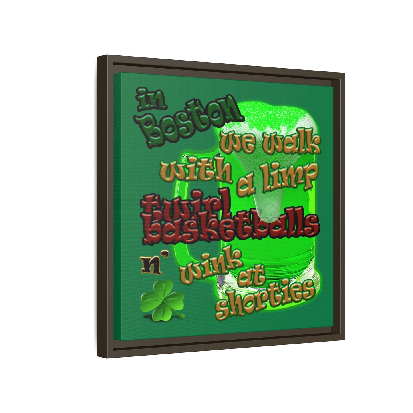 celtics logo - framed canvas art (dark green)