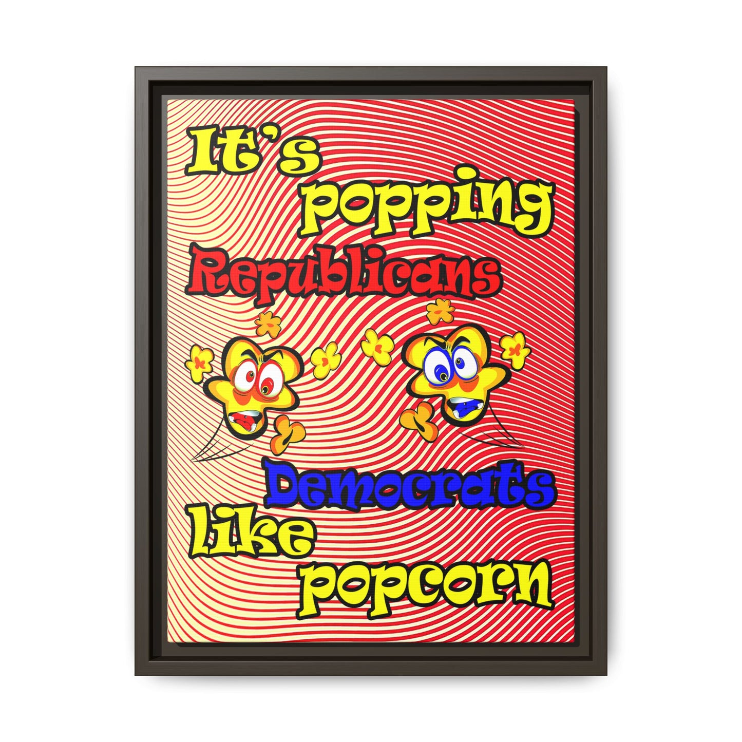 popping like popcorn - framed canvas art (yellow-orange wave)