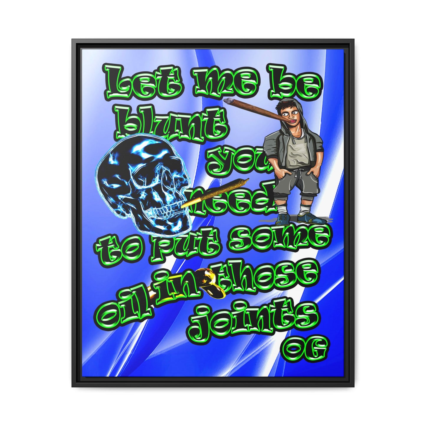og - framed canvas art (blue-white wave)