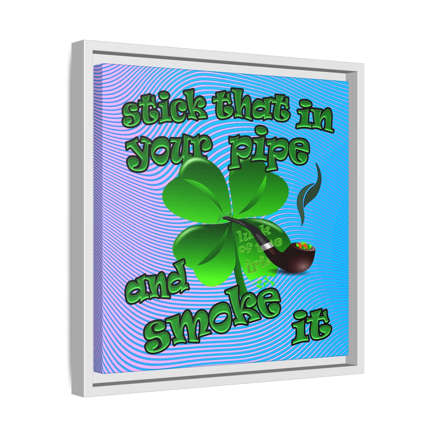 stick that in your pipe and smoke it - framed canvas art (light blue-purple wave)
