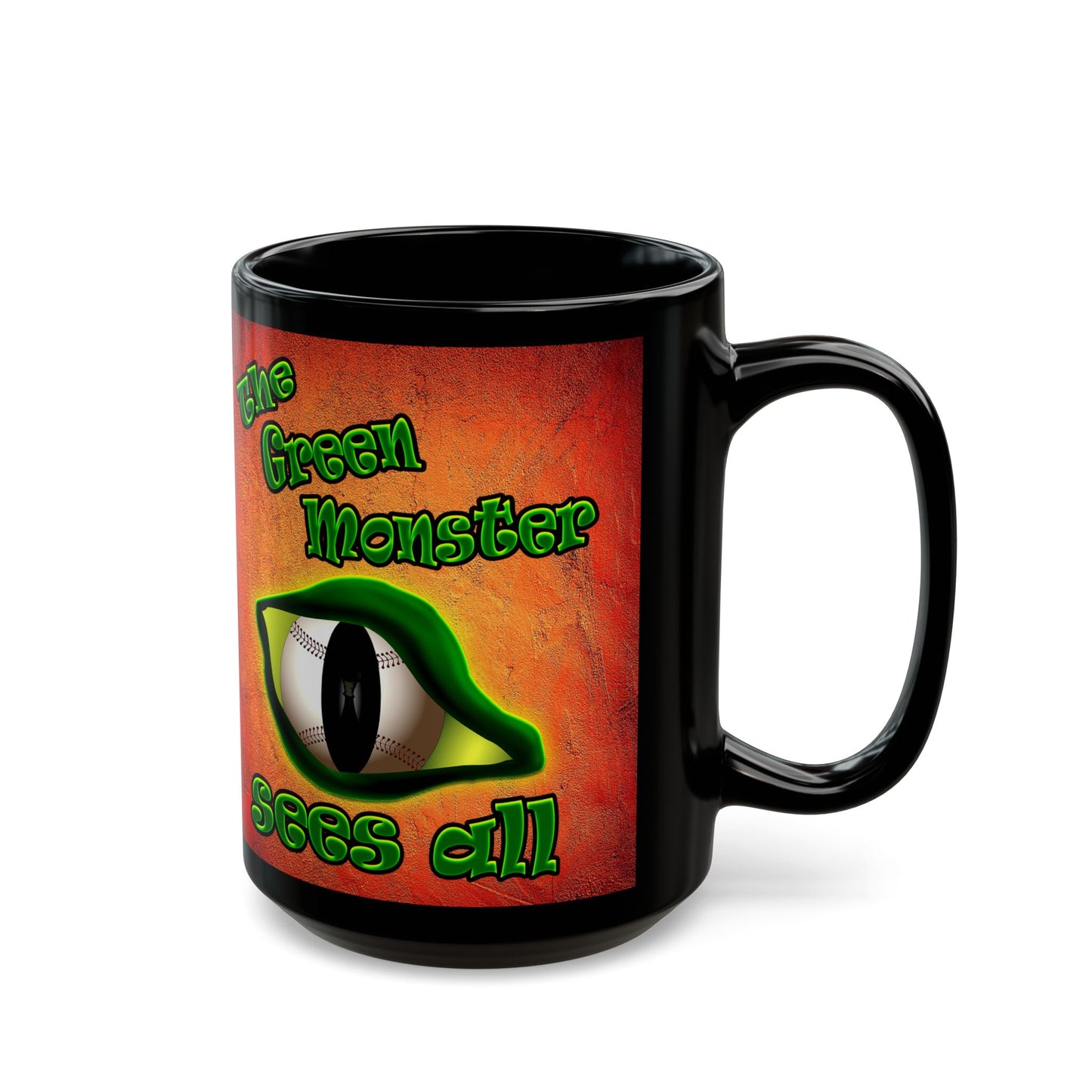green monster - Black Mug (burnt orange)