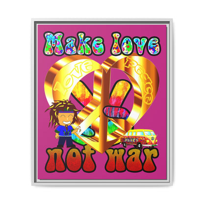 love peace - framed canvas art (pink)