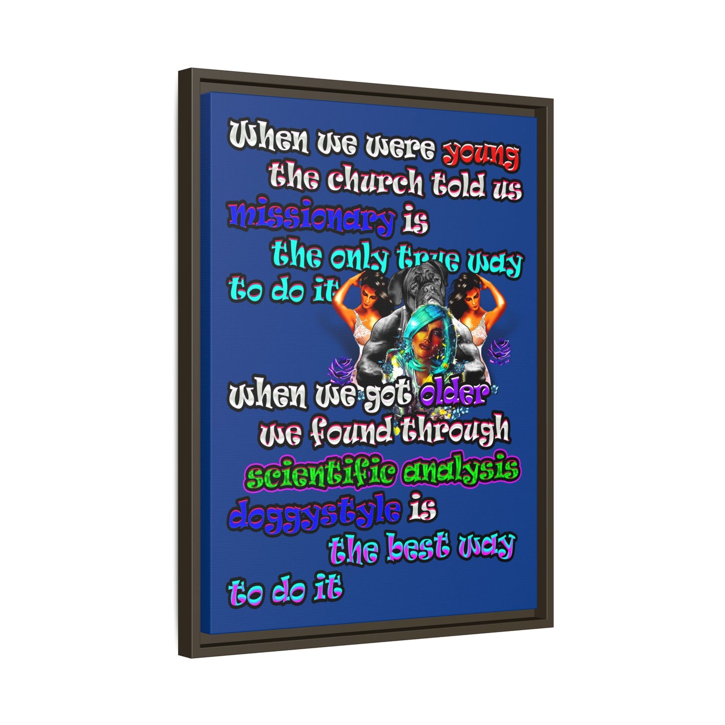 doggystyle - framed canvas art (dark blue)