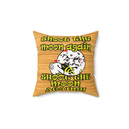 shoot the moon again - Faux Suede Square Pillow - (butterscotch wood finish)