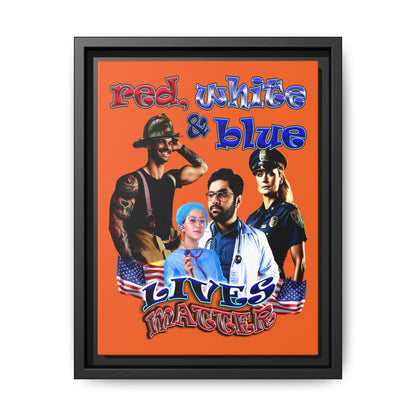 rw&b lives matter - framed canvas art (orange)
