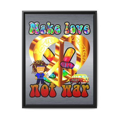love peace - framed canvas art (brushed nickel)