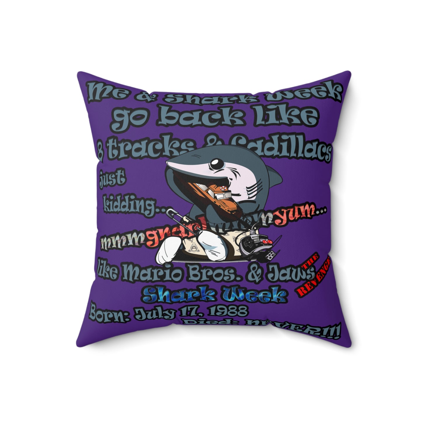shark week - Faux Suede Square Pillow - (purple)
