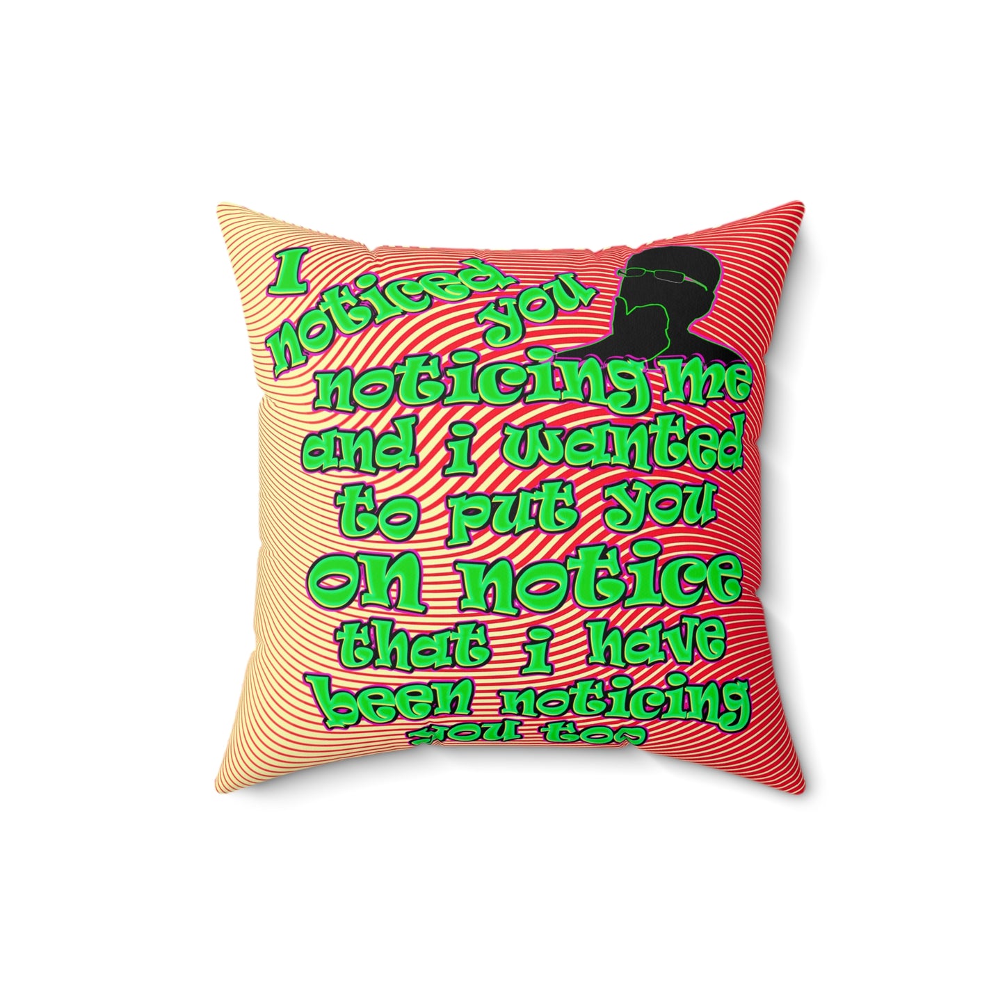 noticed you noticing - Faux Suede Square Pillow - (yellow-orange wave)