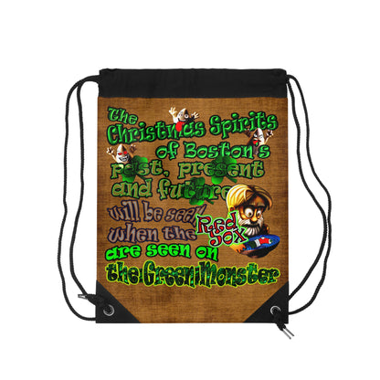 christmas spirits of boston - Drawstring Bag (dichromatic brown papyrus)