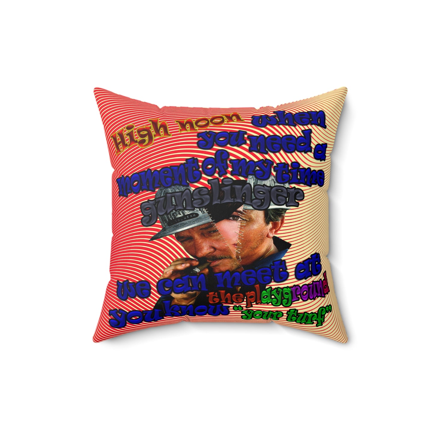 high noon - Faux Suede Square Pillow - (yellow-orange wave)