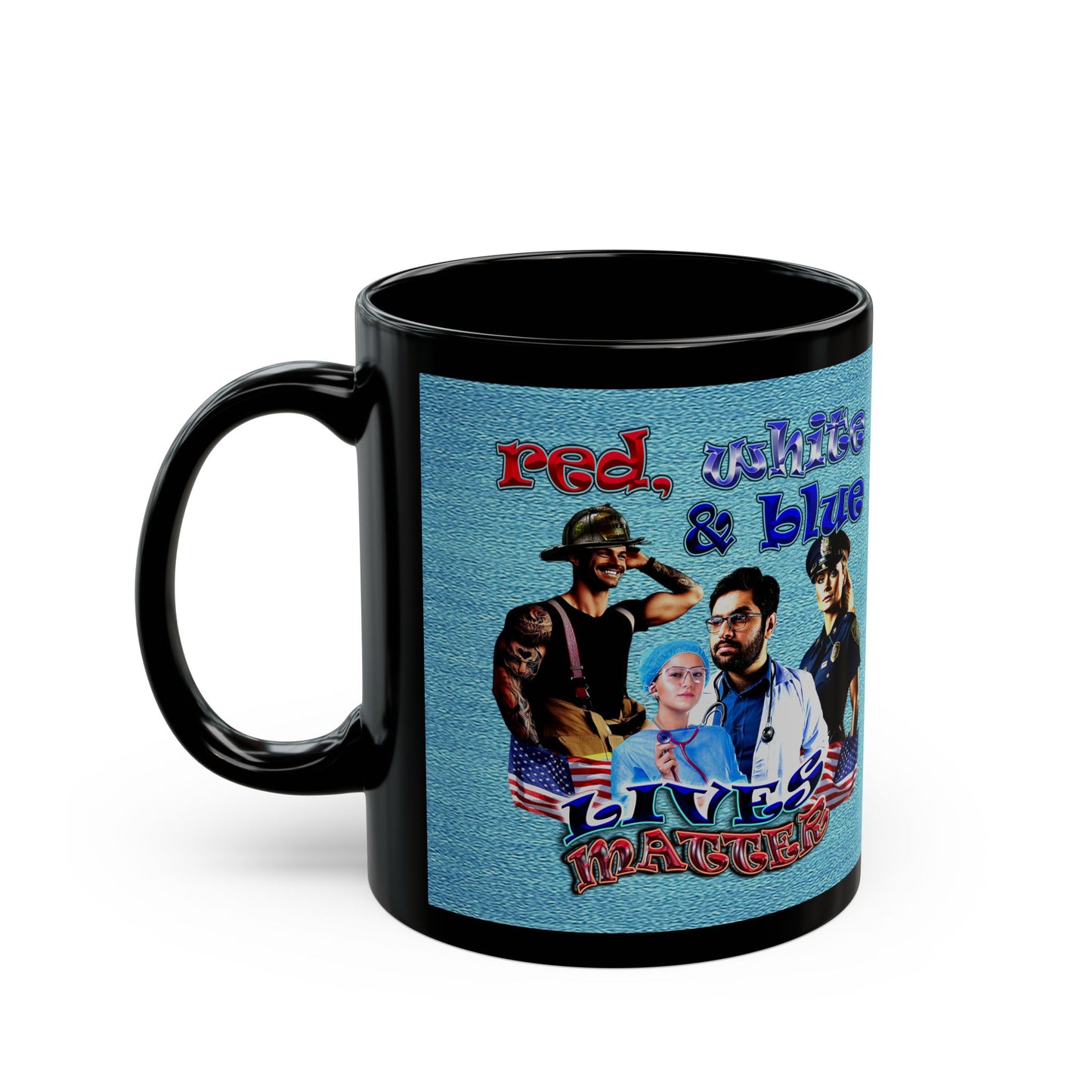 rw&b lives matter - Black Mug (faded blue)