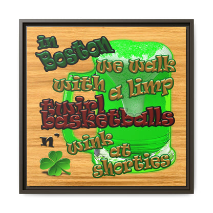 celtics logo - framed canvas art (butterscotch wood finish)