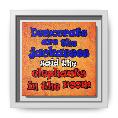 donkeys and elephants - framed canvas art (burnt orange)