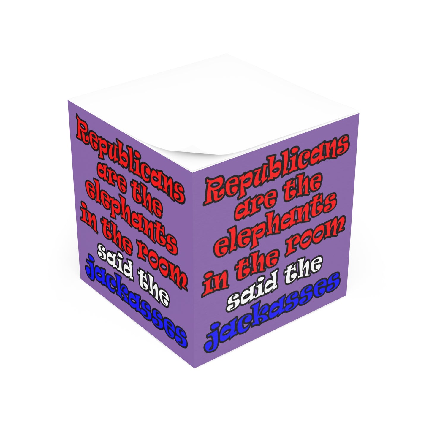 donkeys and elephants - note cube (light purple)