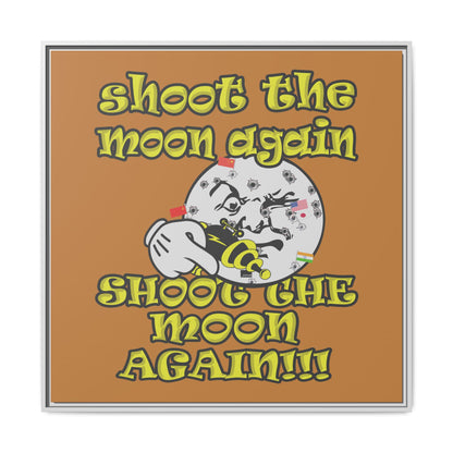shoot the moon again - framed canvas art (light brown)