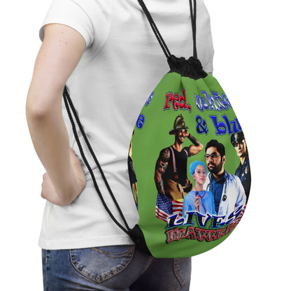 rw&b lives matter - Drawstring Bag (green)