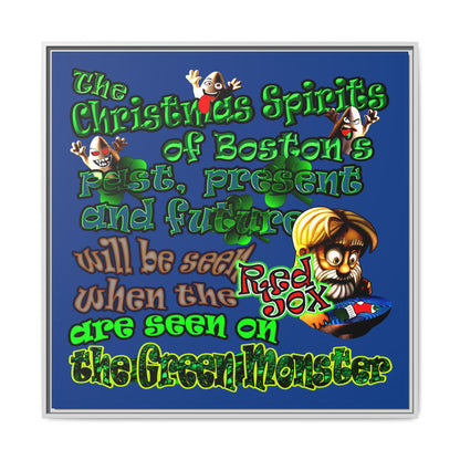 christmas spirits of boston - framed canvas art (dark blue)