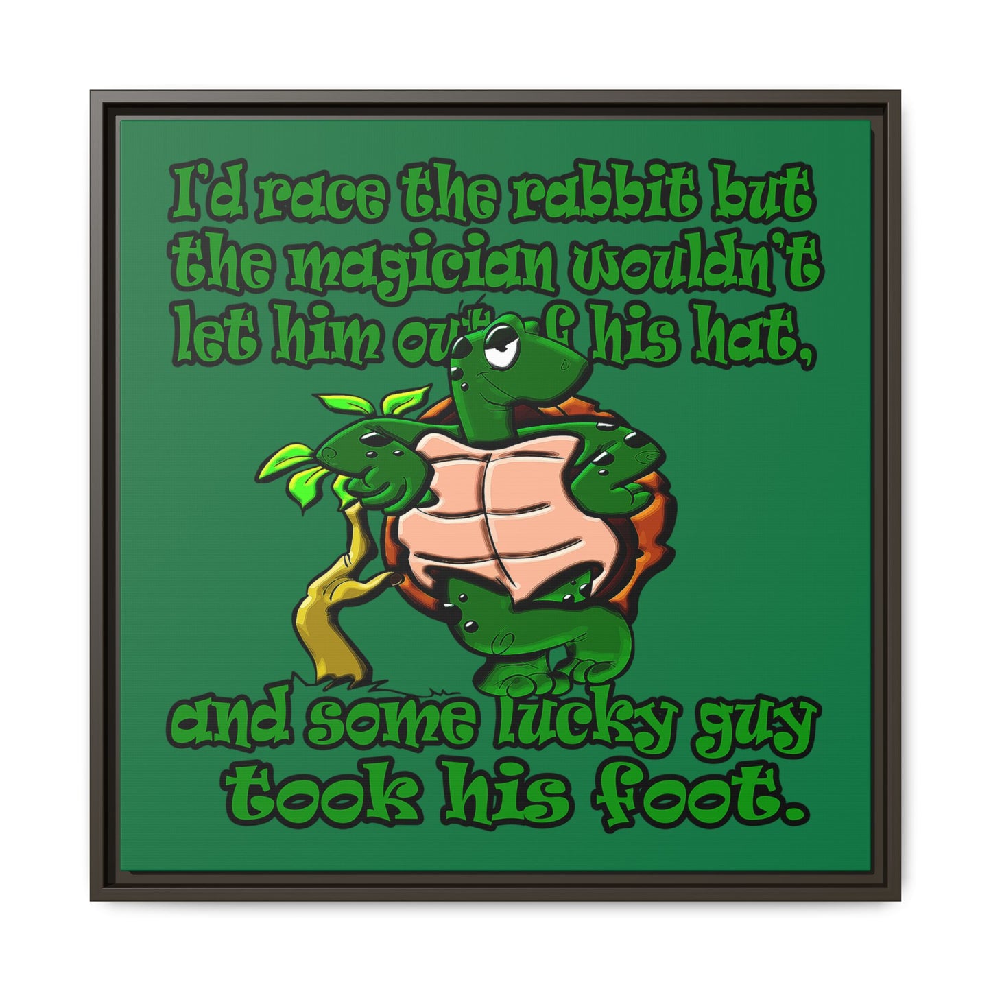 turtle race - framed canvas art (dark green)