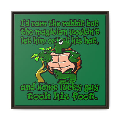 turtle race - framed canvas art (dark green)
