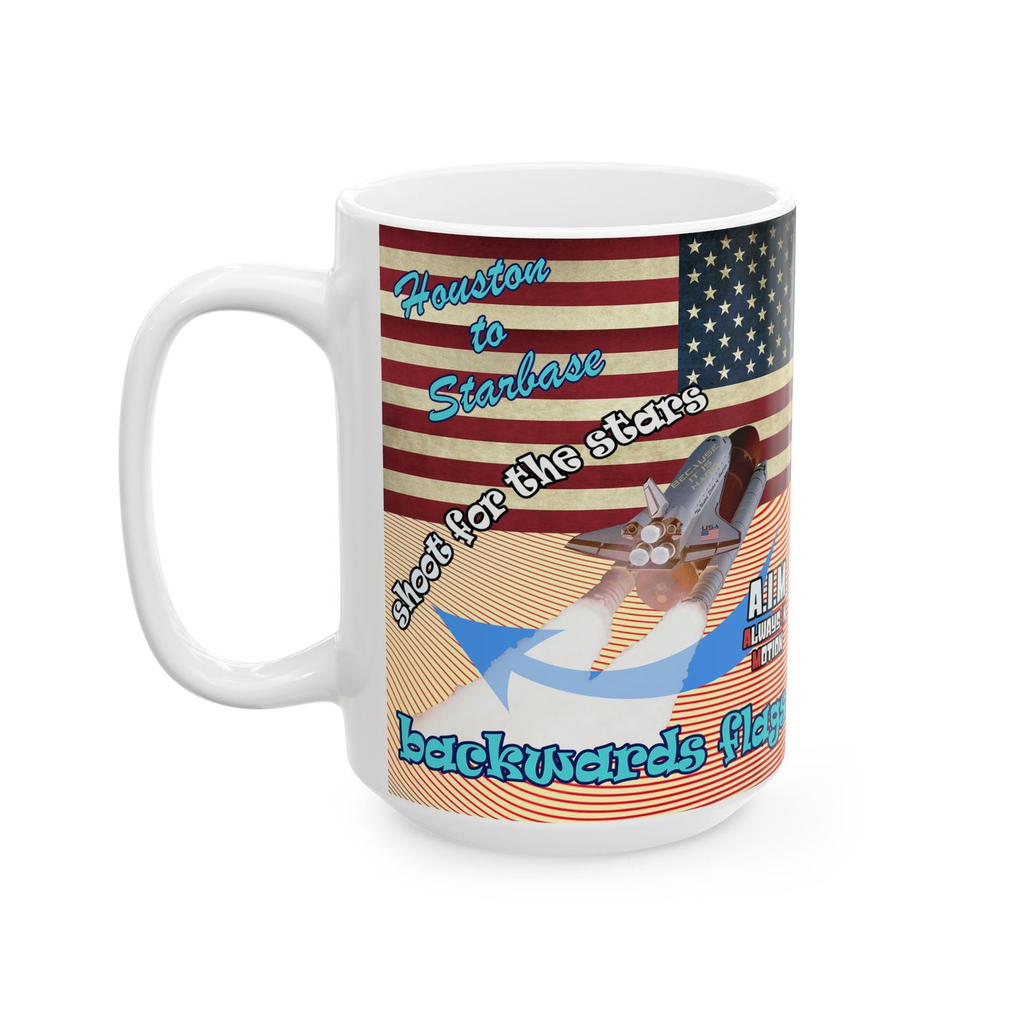 shoot for the stars - White Mug (yellow-orange wave)