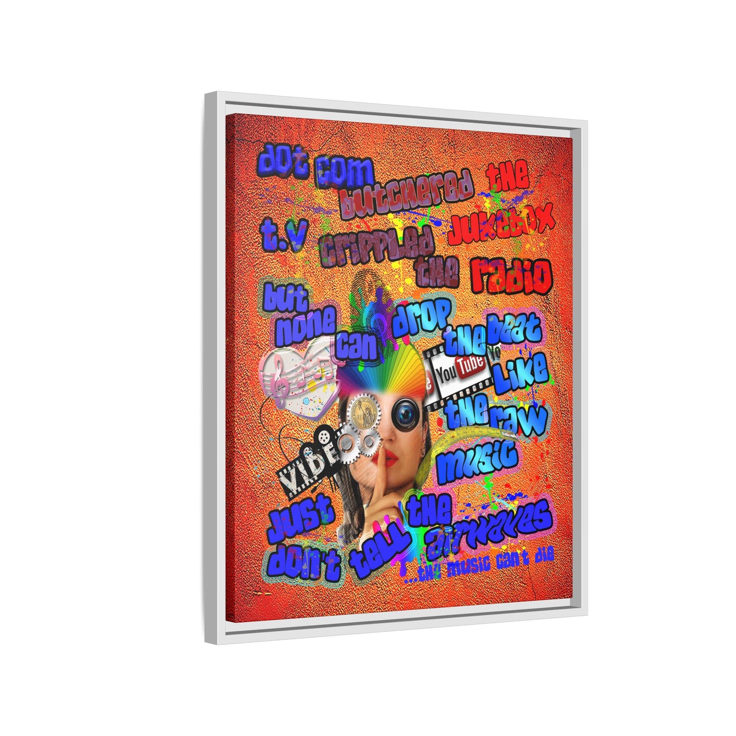 drop the beat - framed canvas art (burnt orange)
