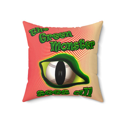 green monster - Spun Polyester Square Pillow - (yellow-orange wave)
