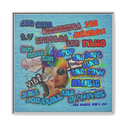 drop the beat - framed canvas art (faded blue)