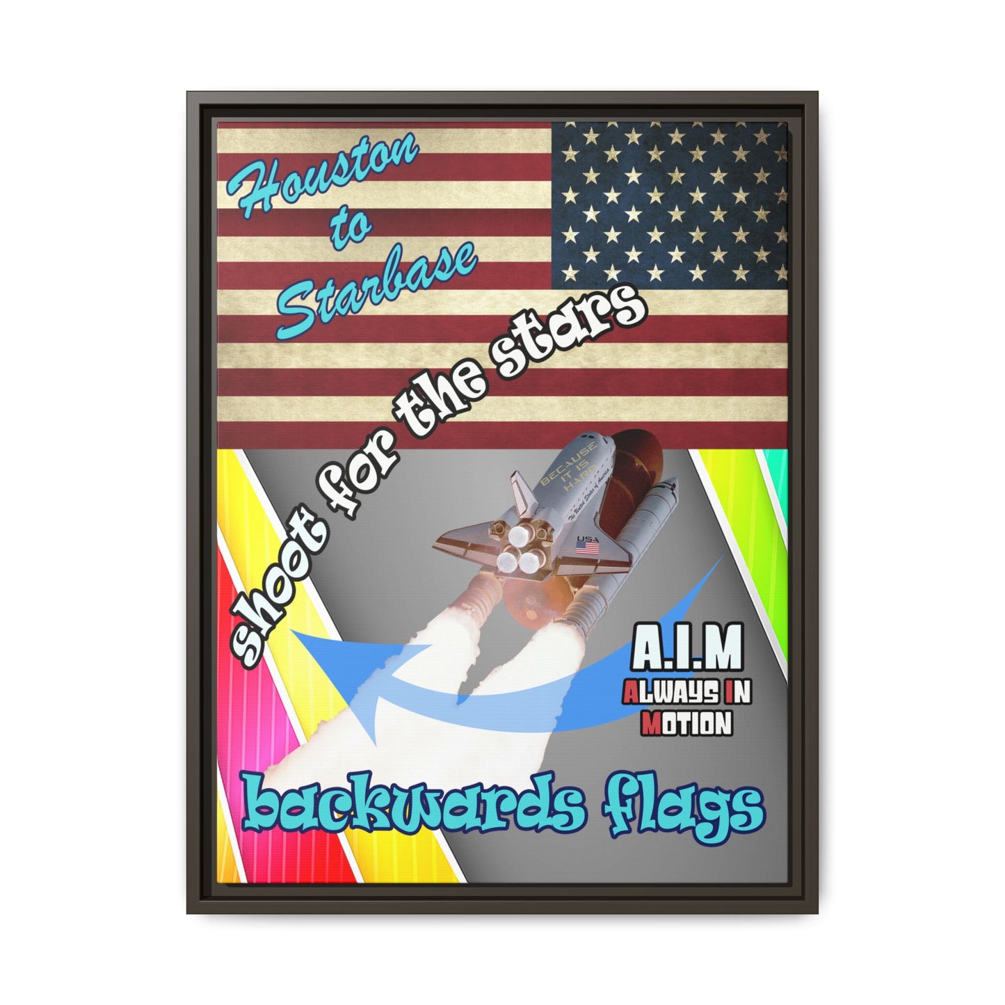 shoot for the stars - framed canvas art (rainbow split)
