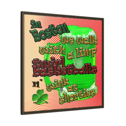 celtics logo - framed canvas art (yellow-orange wave)