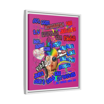 drop the beat - framed canvas art (pink)