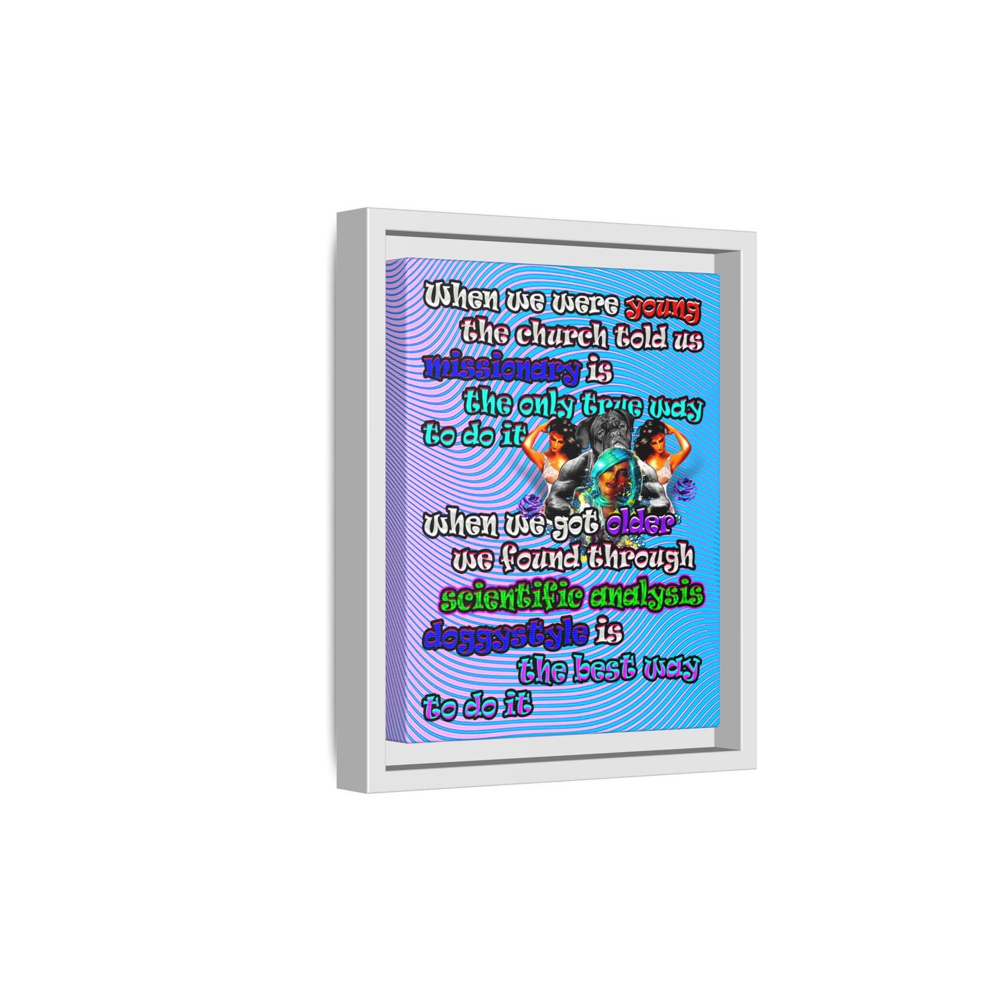 doggystyle - framed canvas art (light blue-purple wave)