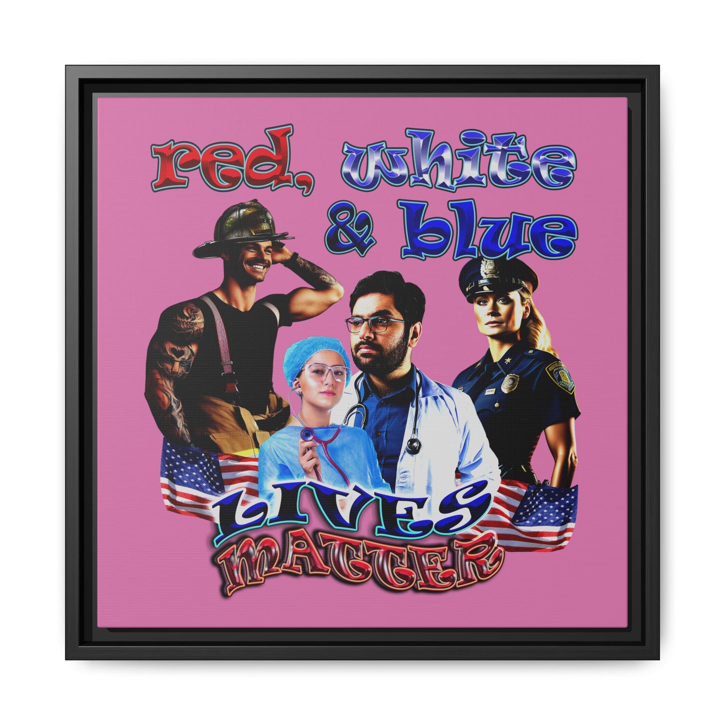 rw&b lives matter - framed canvas art (light pink)