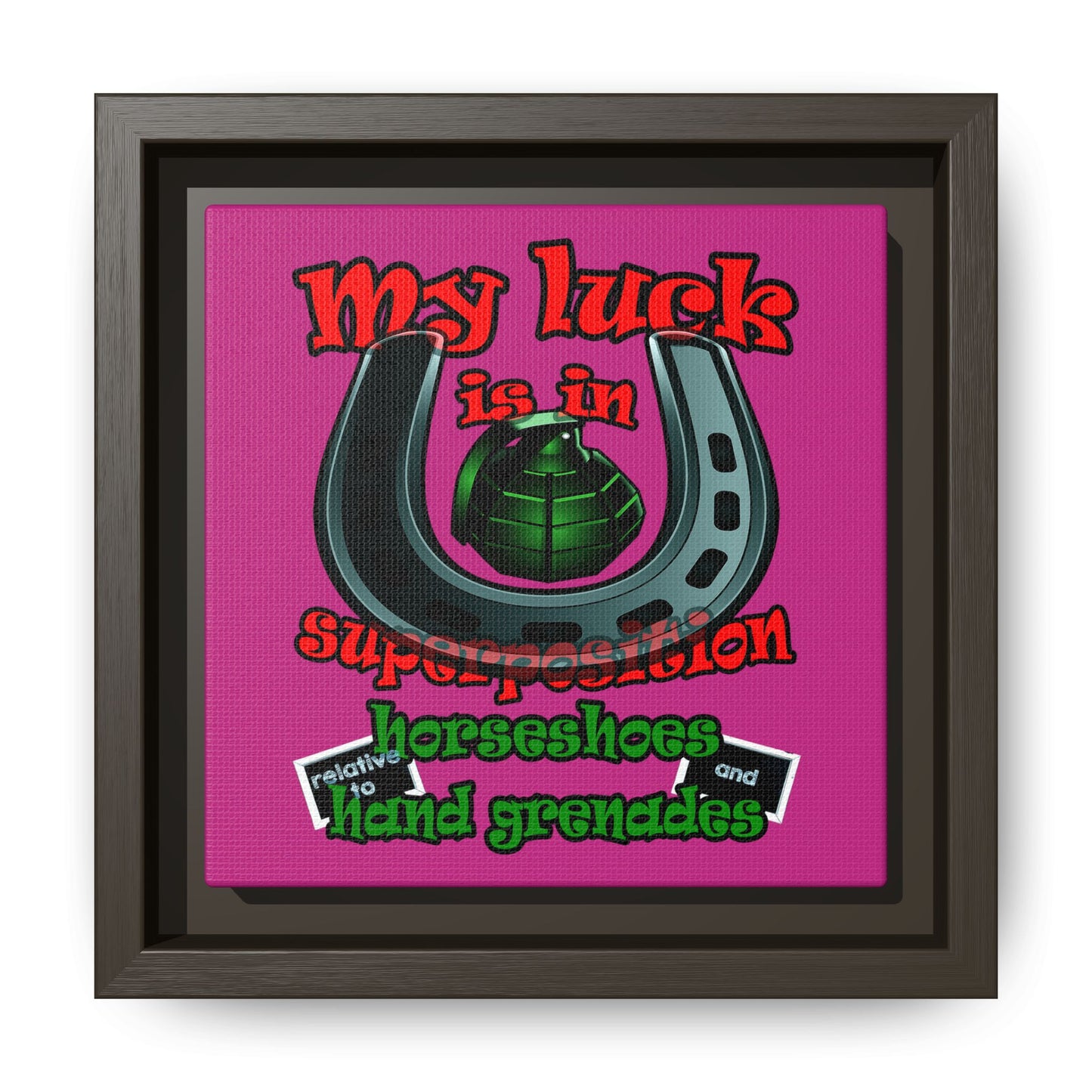 my luck - framed canvas art (pink)