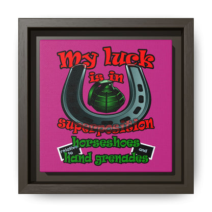 my luck - framed canvas art (pink)