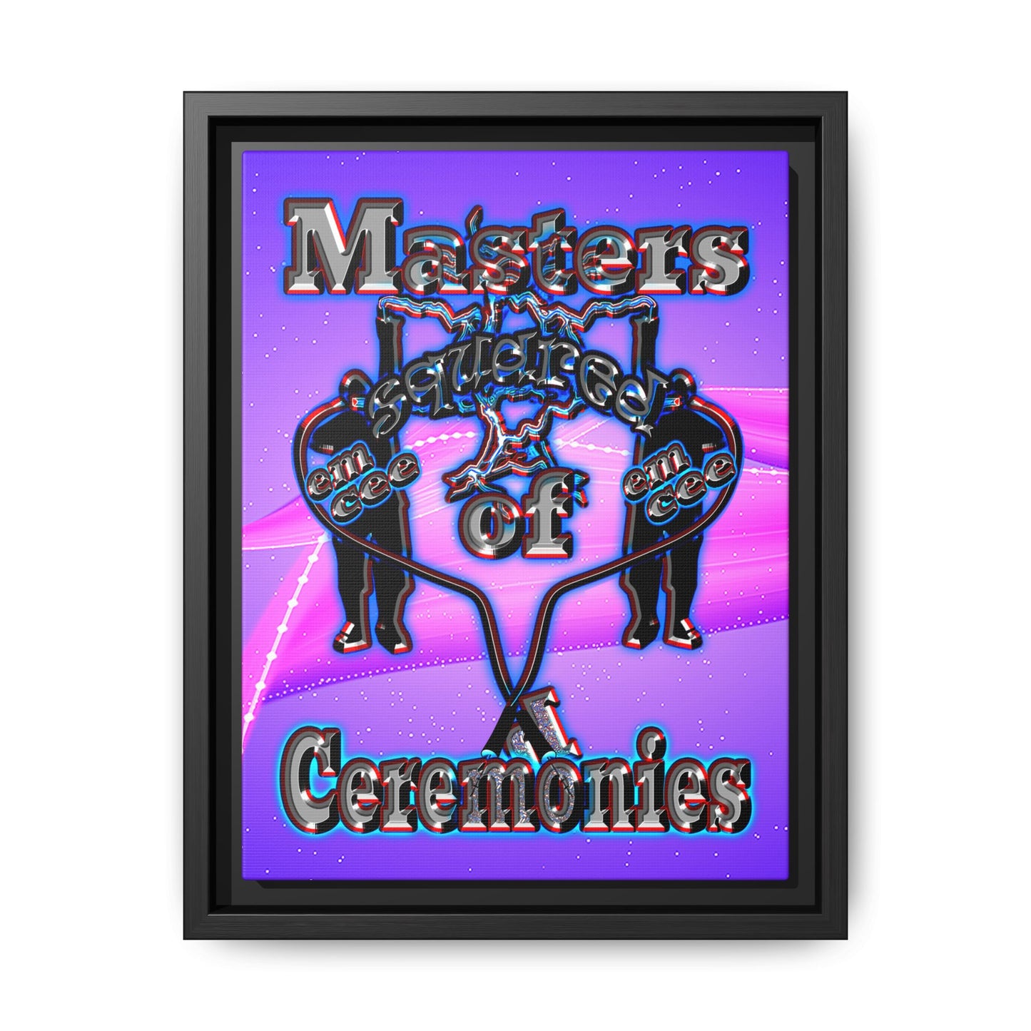 em cee squared - framed canvas art (purple-pink wave)
