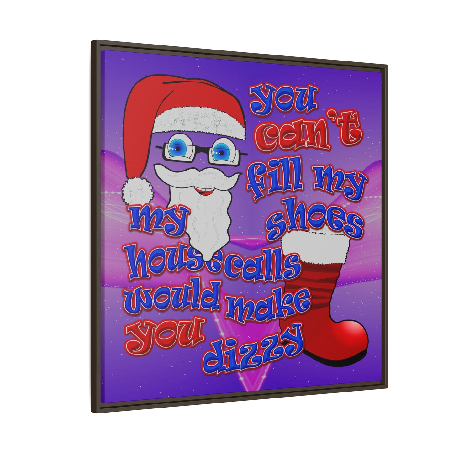 santa's shoes - framed canvas art (purple-pink wave)