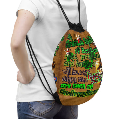 christmas spirits of boston - Drawstring Bag (dichromatic brown papyrus)
