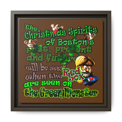 christmas spirits of boston - framed canvas art (brown)