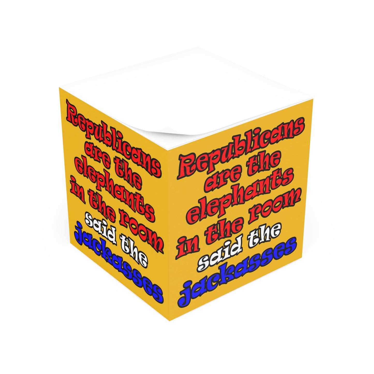 donkeys and elephants - note cube (yellow)