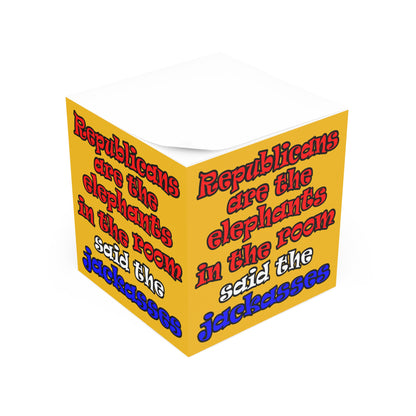 donkeys and elephants - note cube (yellow)