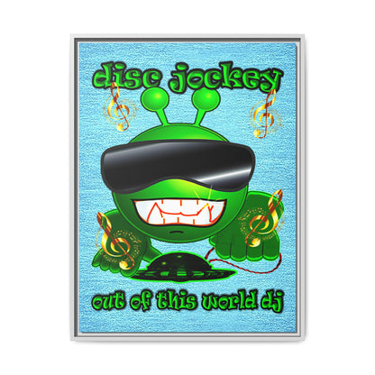 disc jockey - framed canvas art (faded blue)