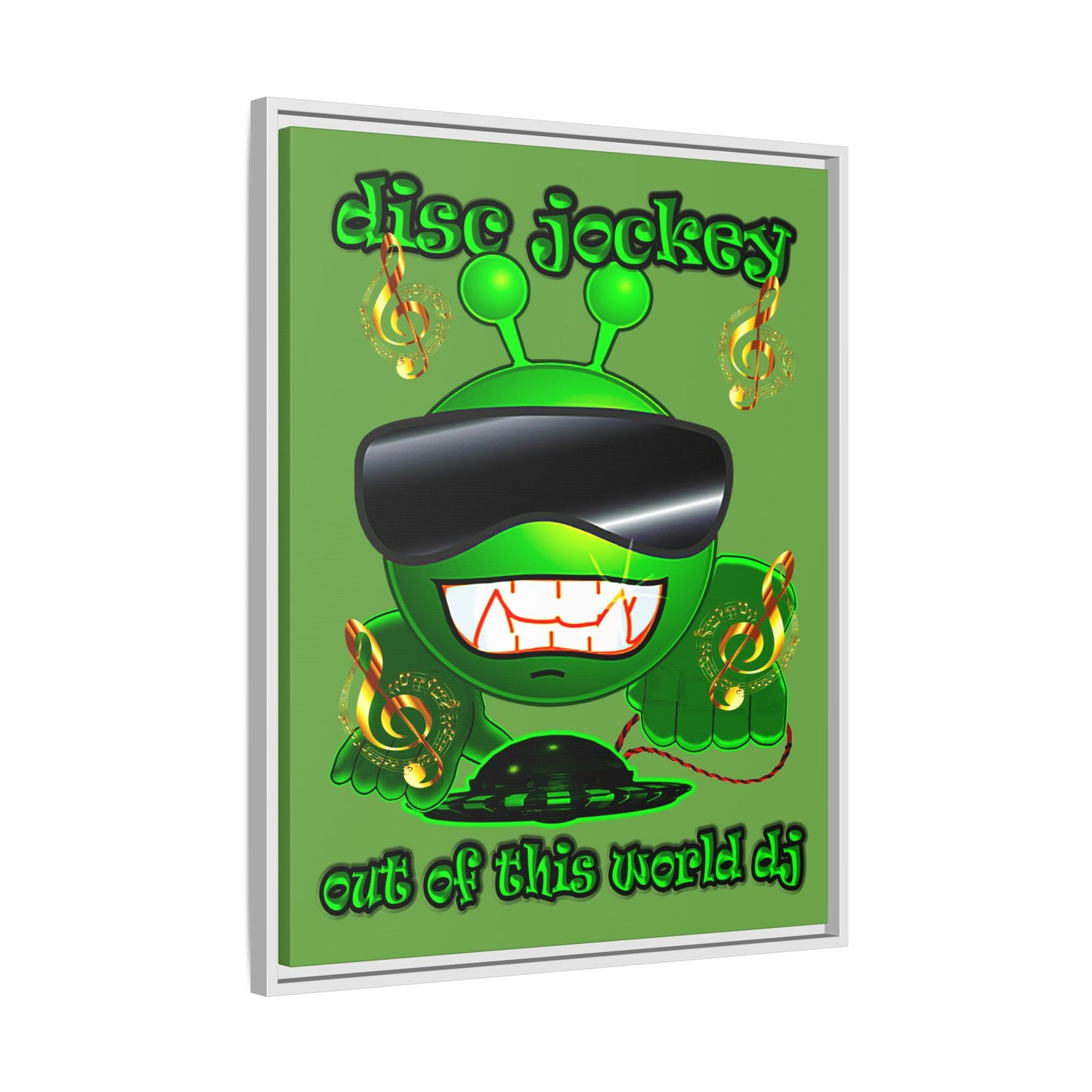 disc jockey - framed canvas art (green)